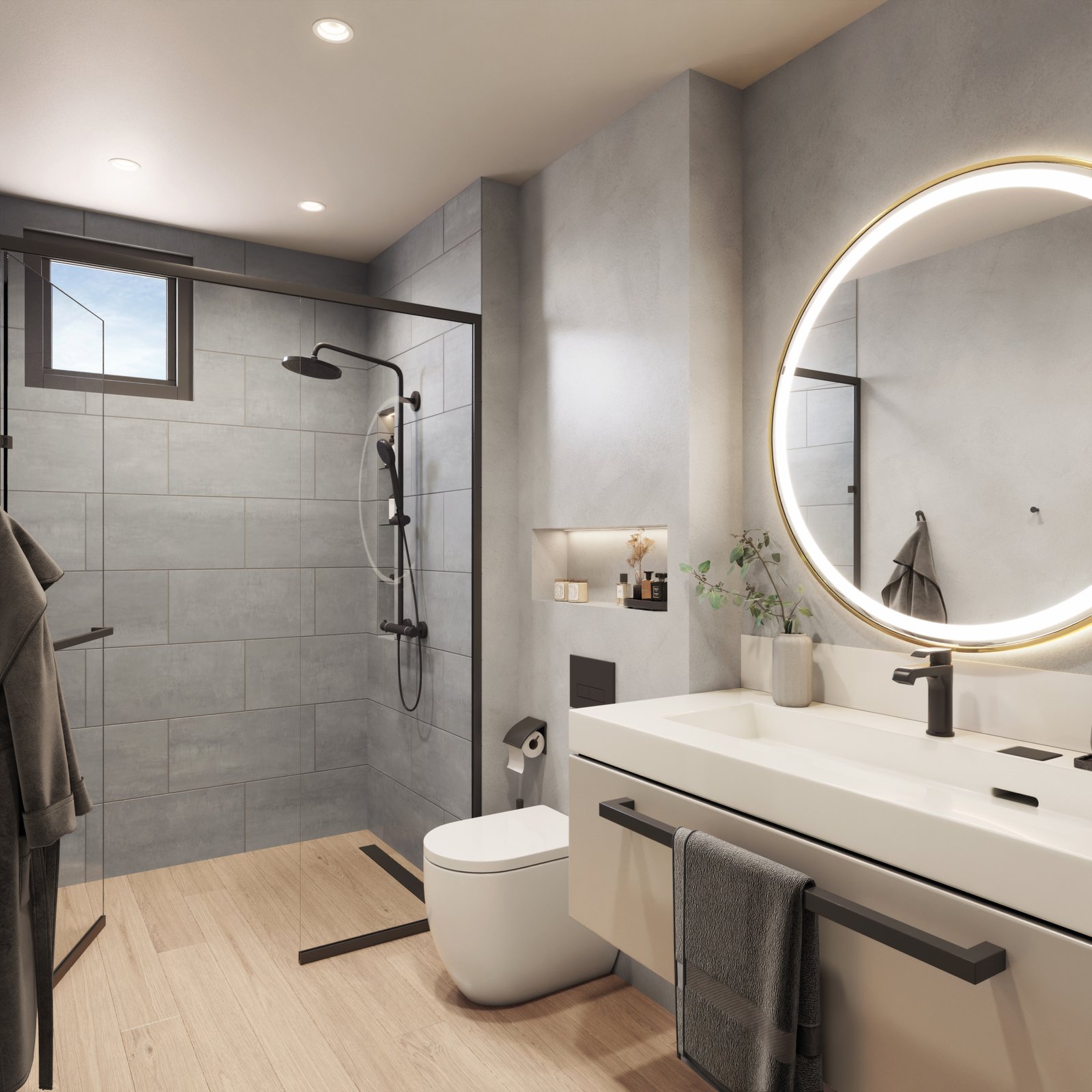 eQ Residences loft bathroom entrance New Residences for Sale – Pointe aux Canonniers, Mauritius