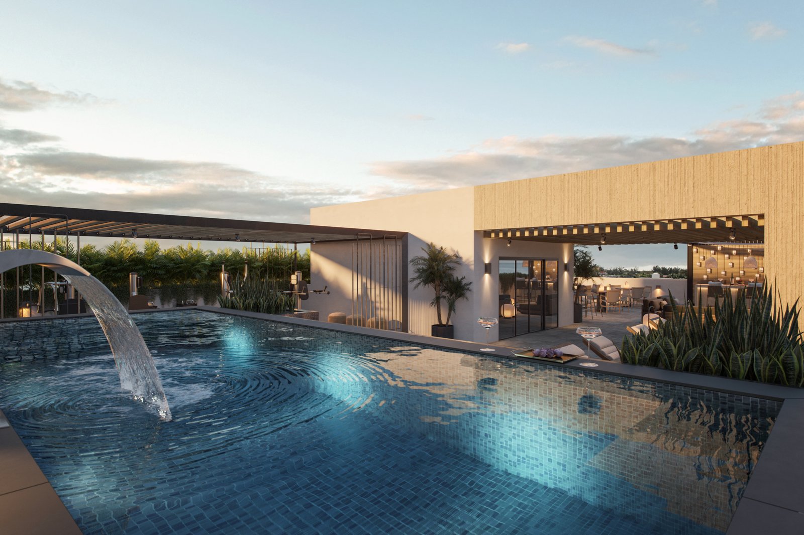 eQ Residences rooftop pool New Residences for Sale – Pointe aux Canonniers, Mauritius