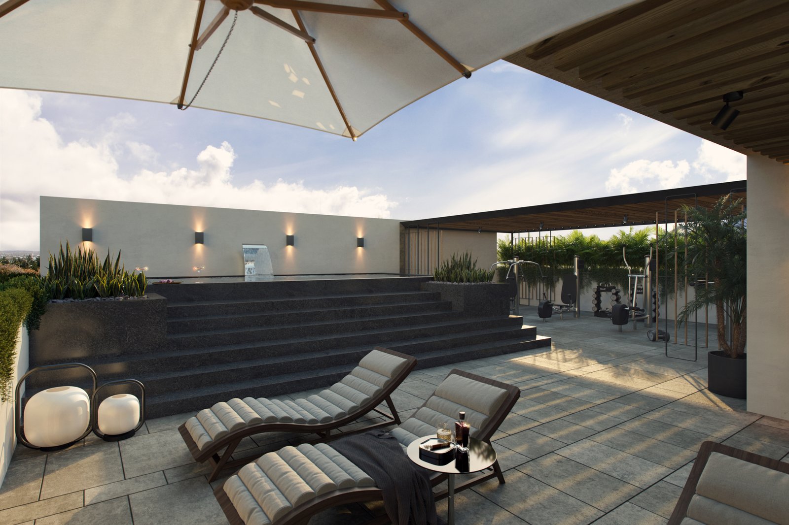 eQ Residences rooftop sunbeds New Residences for Sale – Pointe aux Canonniers, Mauritius